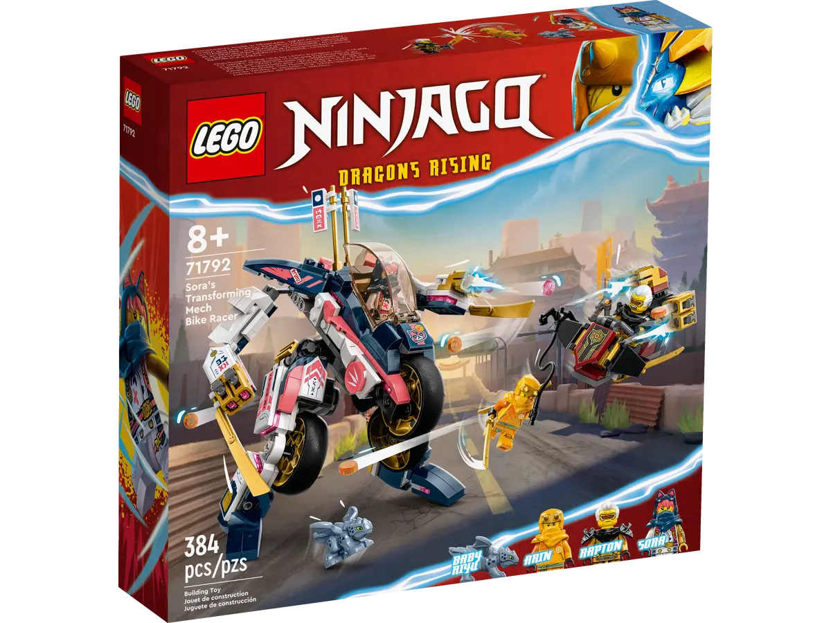 カレイドスーパーレイブン、ストライダーセット LEGO Ninjago - Sora's Transforming Mech Bike Racer - 71792 с цена
