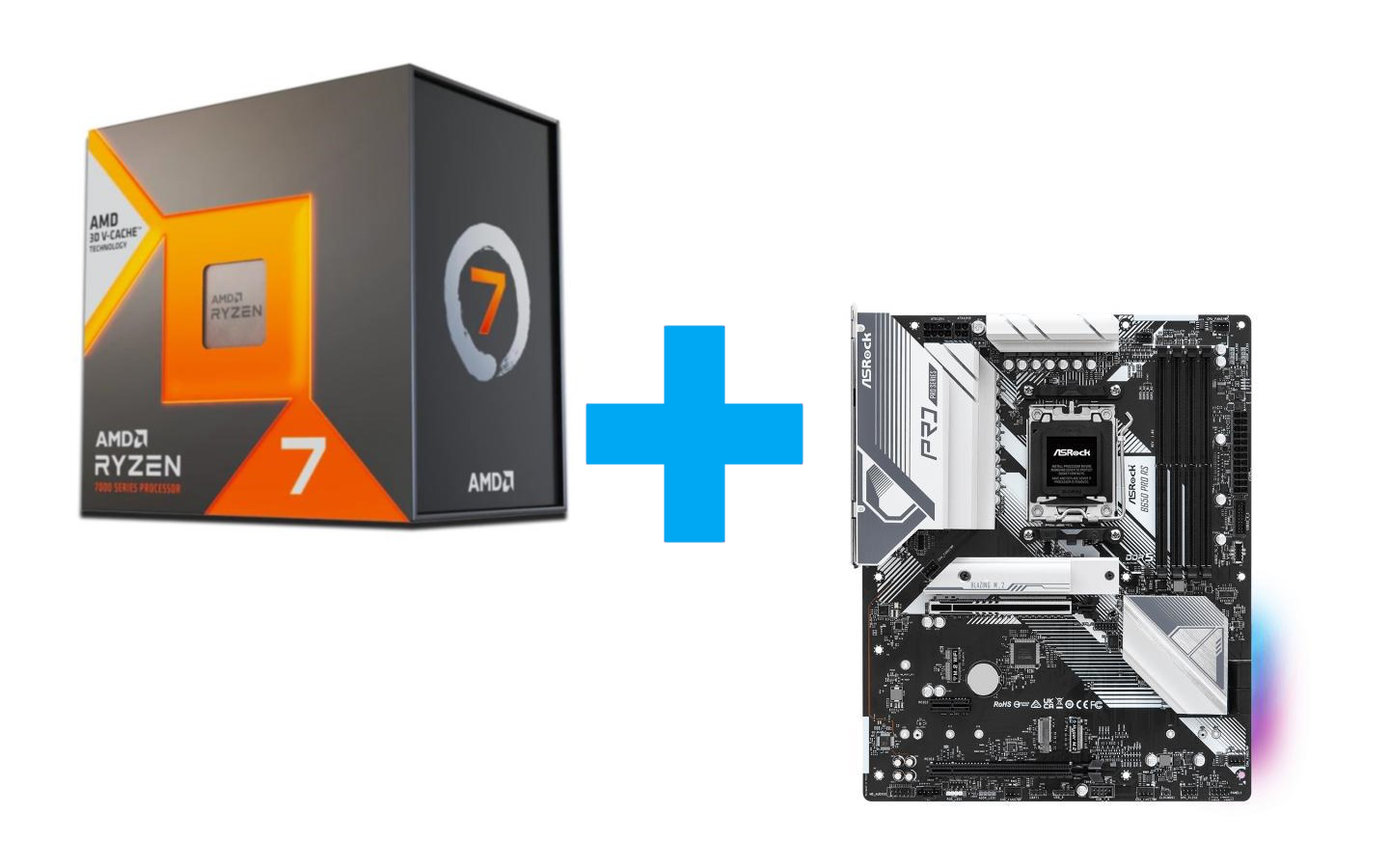 AMD Ryzen 7 7800X3D + ASRock B650 Pro RS с цена 543.57 EUR - Gplay.bg