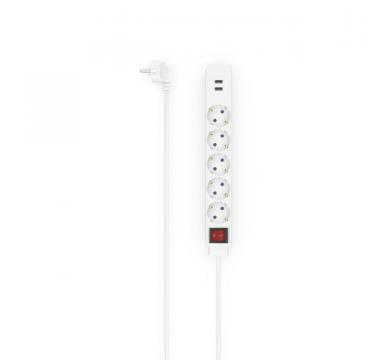 Hama power strip, 5-way, USB-A 17W