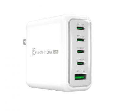 j5create 100W GAN USB-C 5-Port Charger