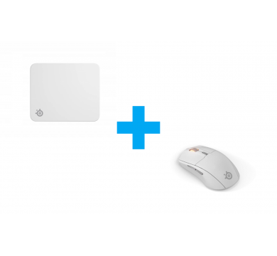SteelSeries Rival 3 Gen 2 Wireless - White + SteelSeries QcK L - White